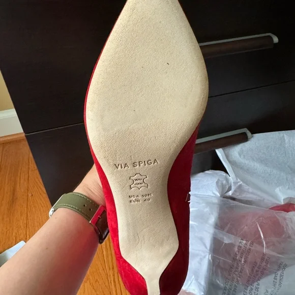 NIB Via Spiga Maggie Suede Ankle Bootie Red Size 10M - Picture 7 of 11
